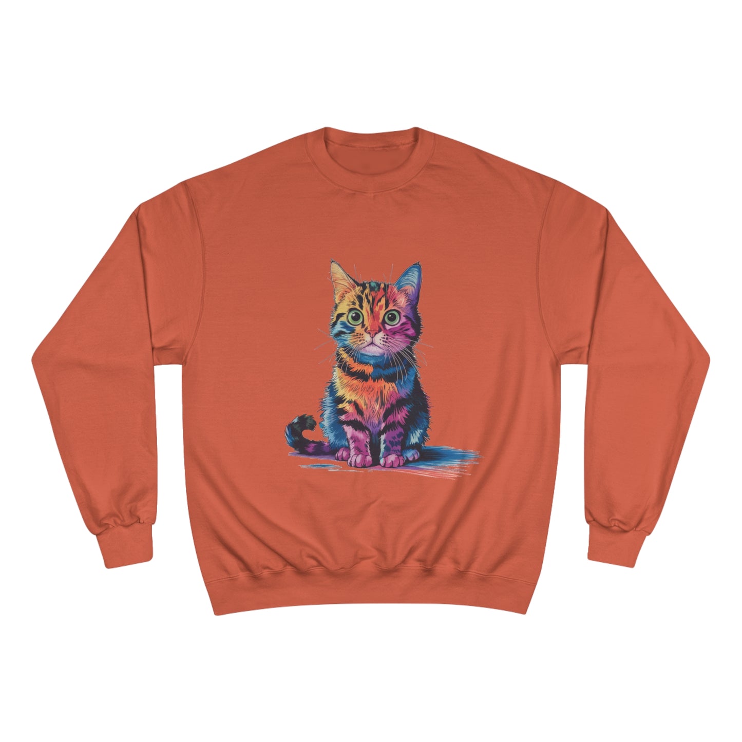 Colorful Cat Champion Sweatshirt – Fun & Stylish Pet Lover Apparel