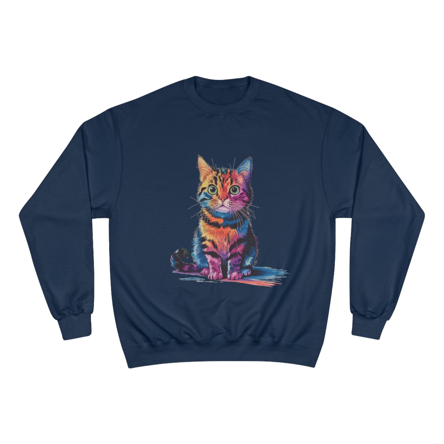 Colorful Cat Champion Sweatshirt – Fun & Stylish Pet Lover Apparel