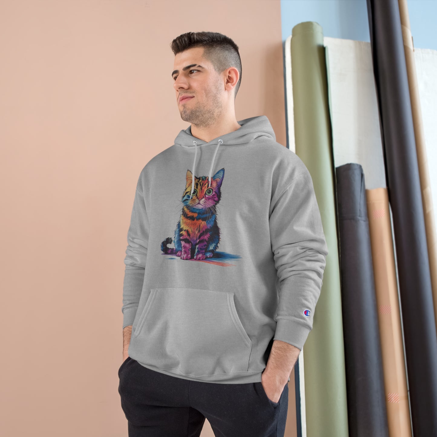 Colorful Cat Champion Hoodie - Perfect Gift for Pet Lovers!