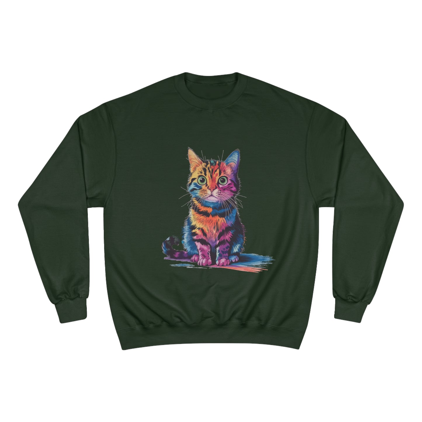 Colorful Cat Champion Sweatshirt – Fun & Stylish Pet Lover Apparel