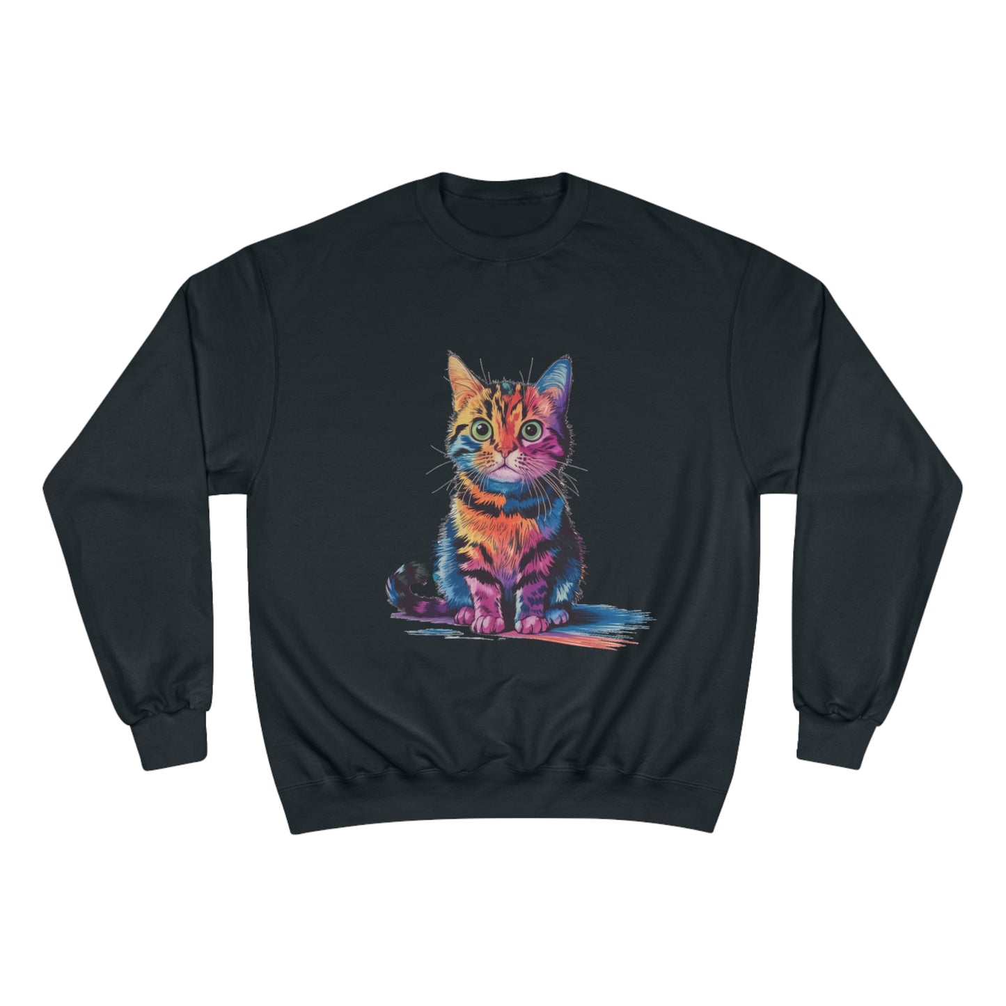 Colorful Cat Champion Sweatshirt – Fun & Stylish Pet Lover Apparel