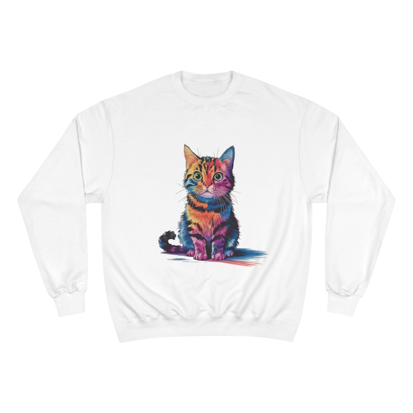 Colorful Cat Champion Sweatshirt – Fun & Stylish Pet Lover Apparel