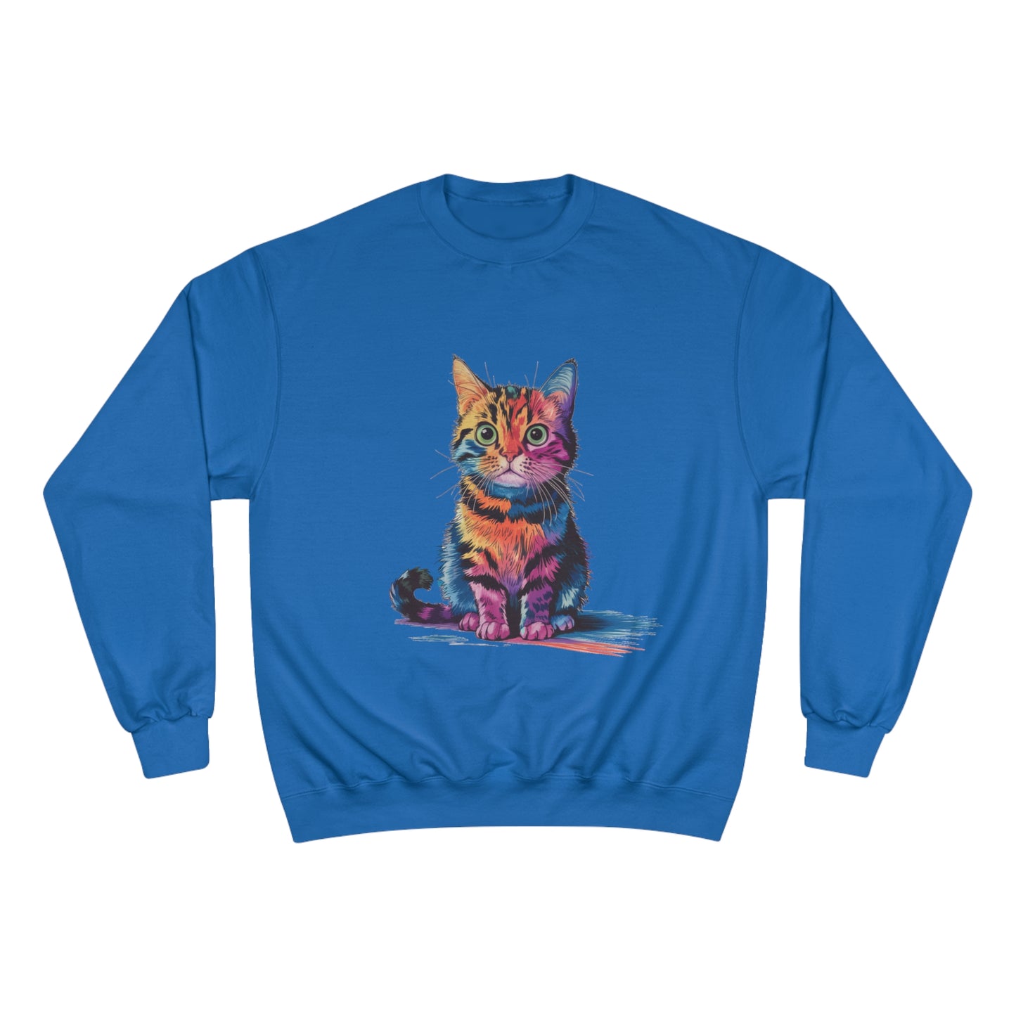 Colorful Cat Champion Sweatshirt – Fun & Stylish Pet Lover Apparel