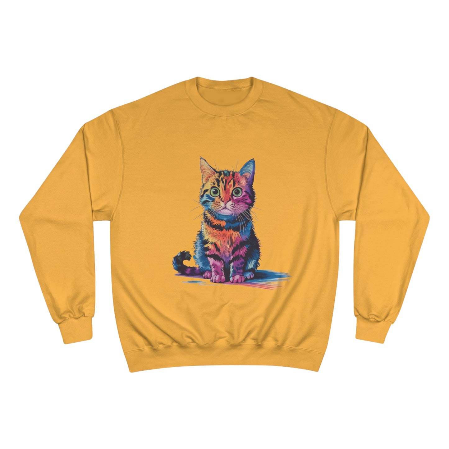 Colorful Cat Champion Sweatshirt – Fun & Stylish Pet Lover Apparel